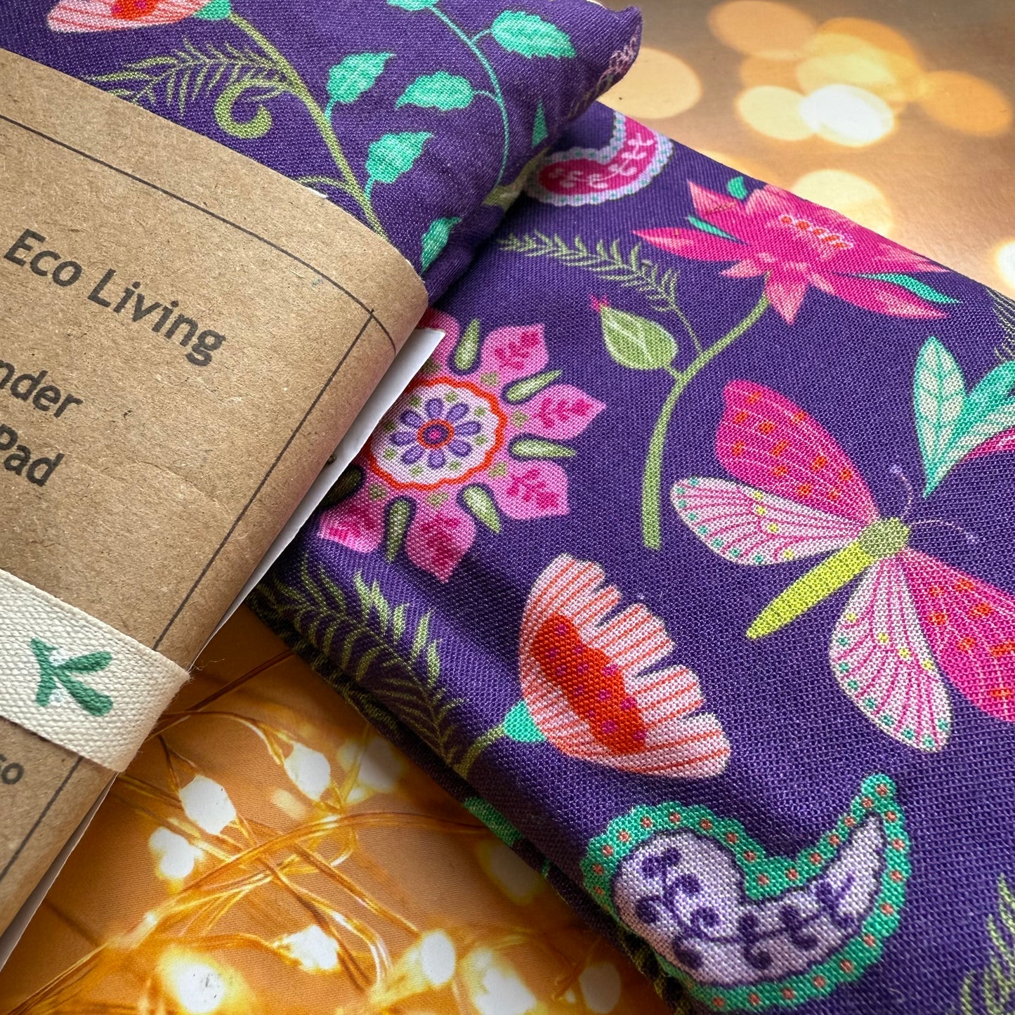 Purple Floral Fabric Reusable Wheat and Lavender Heat or Chill Pad |Heat Packs | Weighted Aromatherapy Eye Pillow