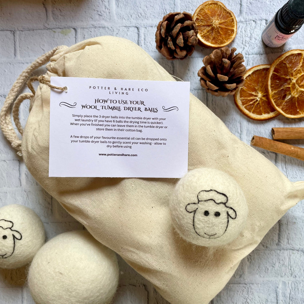 Set of 6 Organic Wool Dryer Balls, Laundry Balls, Tumble Drier Balls, Great Little Unusual Christmas Gift