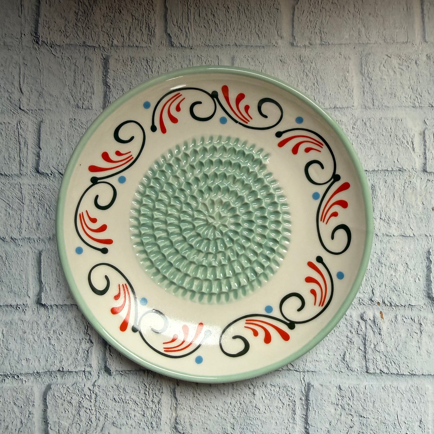 Handmade Ceramic Garlic, Ginger and Vegetable Grater Plate and with Brush (Optional), Garlic Grater Plate