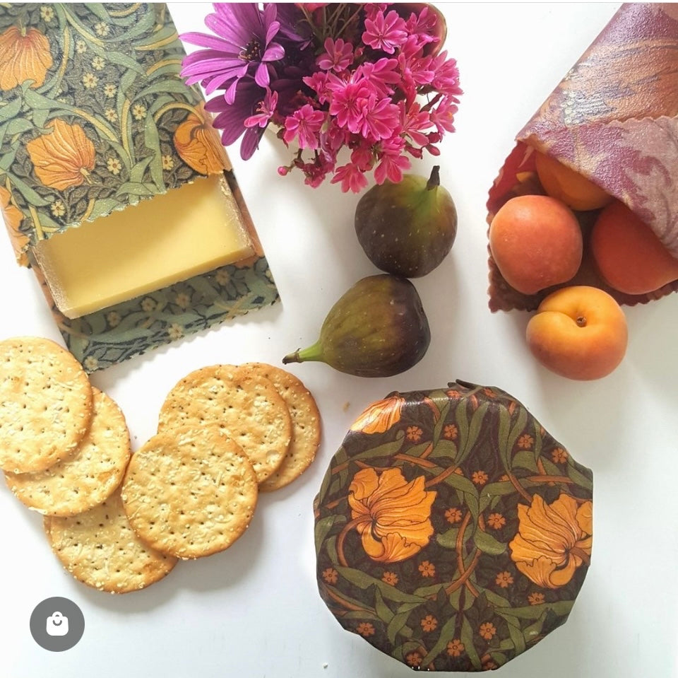 Pretty Print Set of 3 (S,M,L) Beeswax Wraps | Eco Friendly Sandwich Wraps