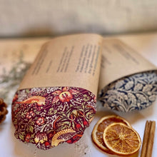 Load image into Gallery viewer, 3 Handmade Reusable Bowl Covers in William Morris Fabrics, Eco Friendly Food Cover, Plastic Free Clingfilm, Ideal Christmas Gift
