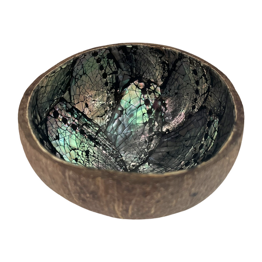 Coconut Shell Bowl with Abalone Inlay