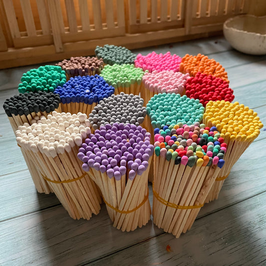 Luxury Long Coloured Matches Refill, 100mm/10cm/4 inches, Match Pot Refills, Rainbow Matches, Multicoloured Matches, Matches for Candles