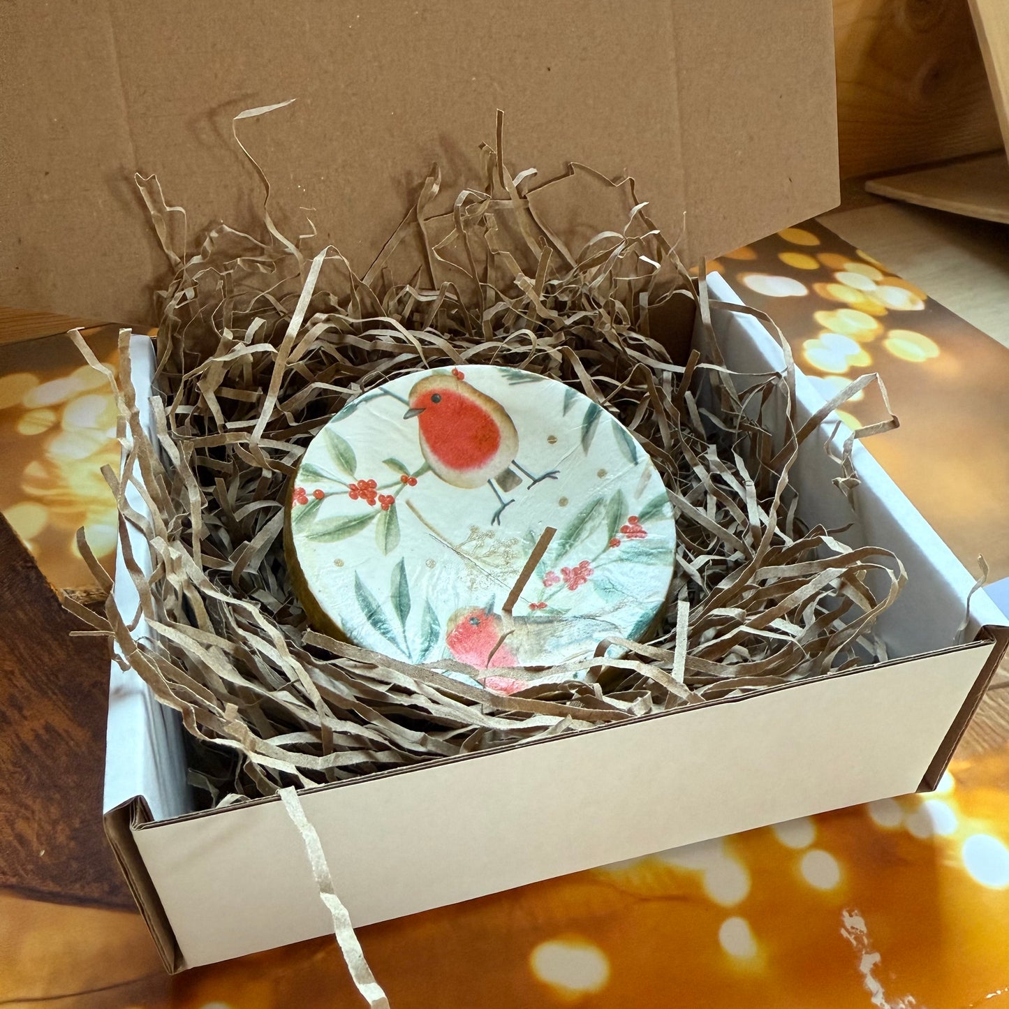 Handmade and Decorated Christmas Robin Trinket Dish, Ceramic Jewellery Tray