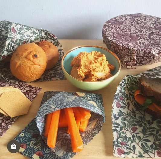 Pretty Print Set of 3 (S,M,L) Beeswax Wraps | Eco Friendly Sandwich Wraps