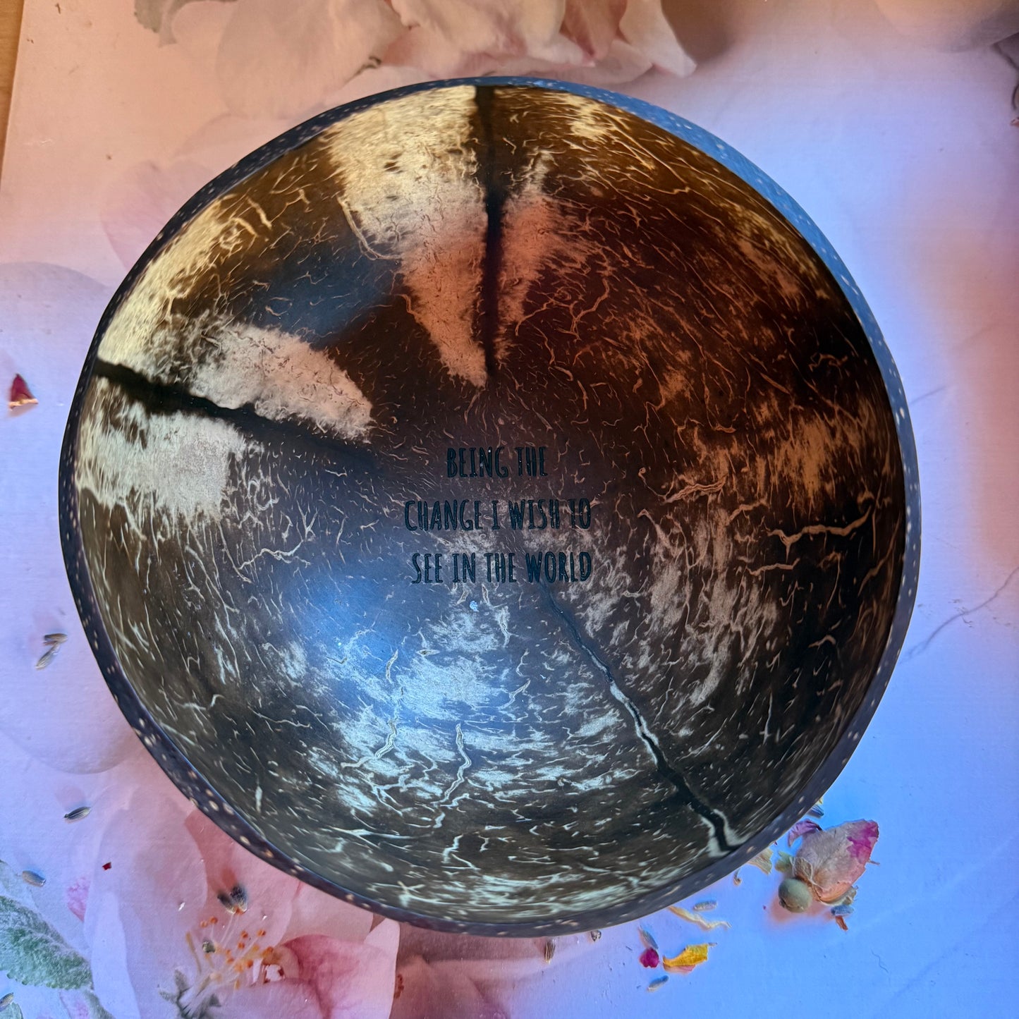 "Being the Change I Wish to See in the World"  Polished Coconut Bowls, Valentines Day Gift, Gift for Him, Home Decor Gifts