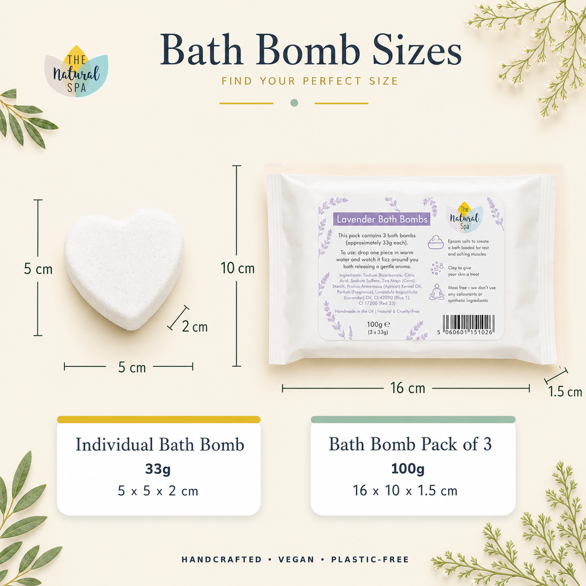 The Natural Spa Cosmetics - Spiced Orange Aromatherapy Bath Bombs | Pack of 3 or 25