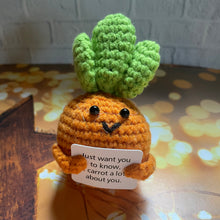 Load image into Gallery viewer, Crochet Positive Carrot  - pocket hug for emotional comfort and support
