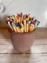 Load image into Gallery viewer, Handmade Ceramic Match Pot and Strike Pad, Rainbow Coloured Extra Long Matches, Gift for Candle Lovers, Wax Melt Gift Ideas, Matchstick Pot - Various Designs
