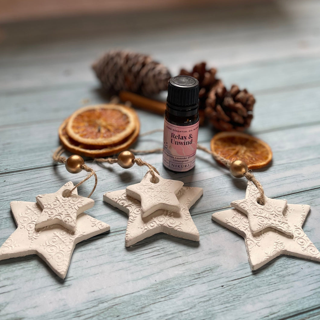 Star Clay Natural Diffuser, Hanging Christmas Decoration, Clay Diffuser, Essential Oil Aromatherapy Diffuser, Christmas Star Clay Hanger