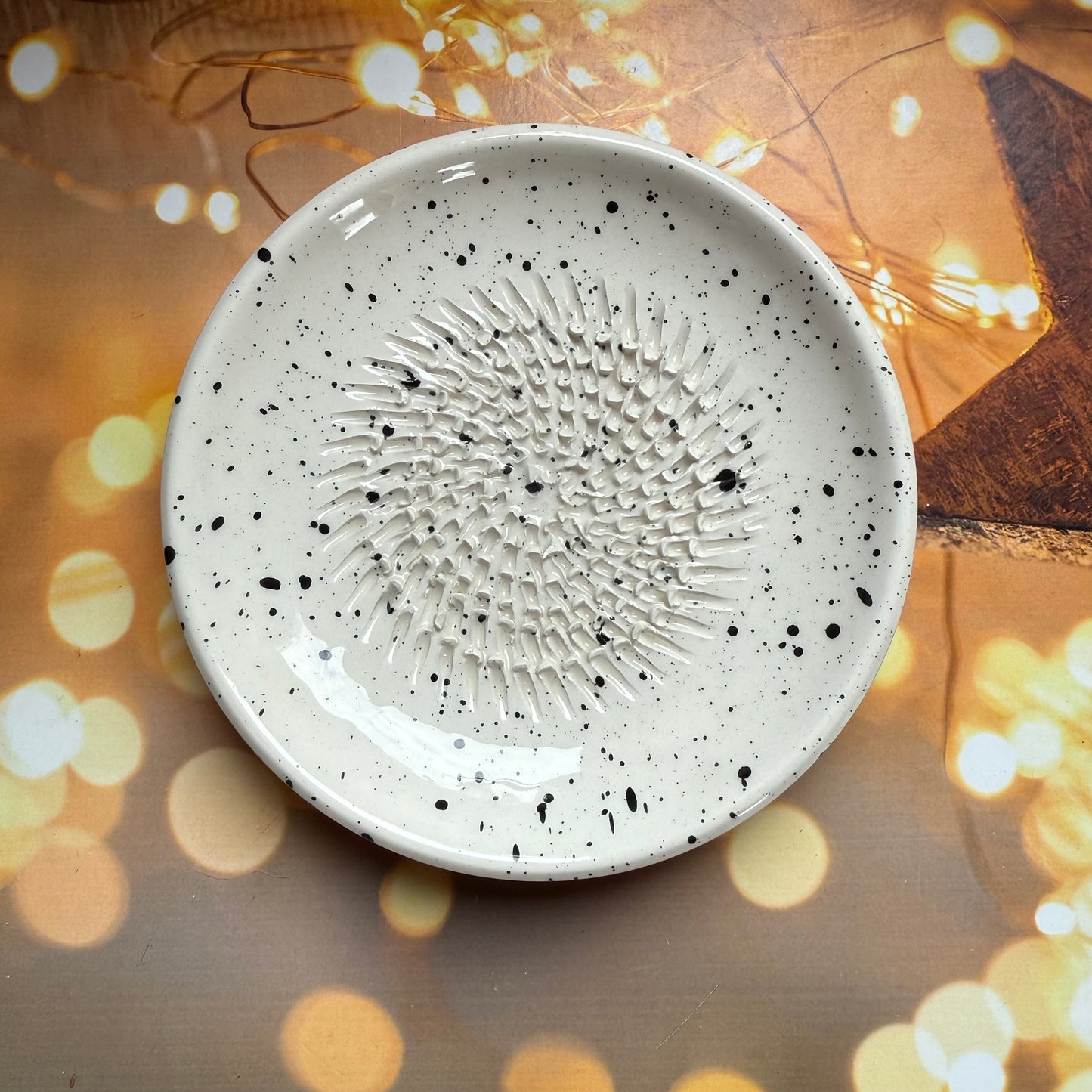 Handmade Ceramic Garlic, Ginger and Vegetable Grater Plate and with Brush (Optional), Garlic Grater Plate