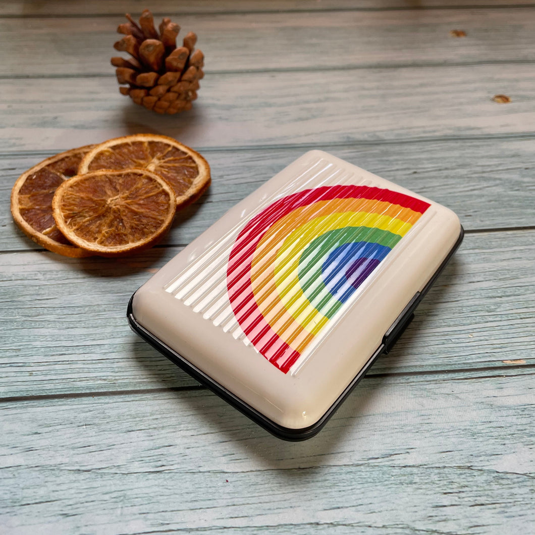 Contactless Protection Card Holder Wallet - Rainbow White