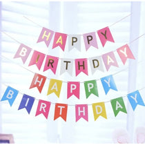 Load image into Gallery viewer, Paper Happy Birthday Bunting Banner, Pastel Party Decoration, Garland, Hanging Letters
