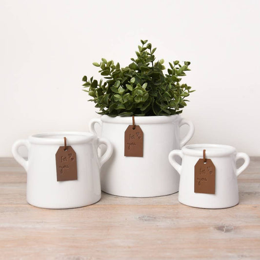 "For You" White Pot, Indoor Planter or Candle or Tea Light Holder, 8cm