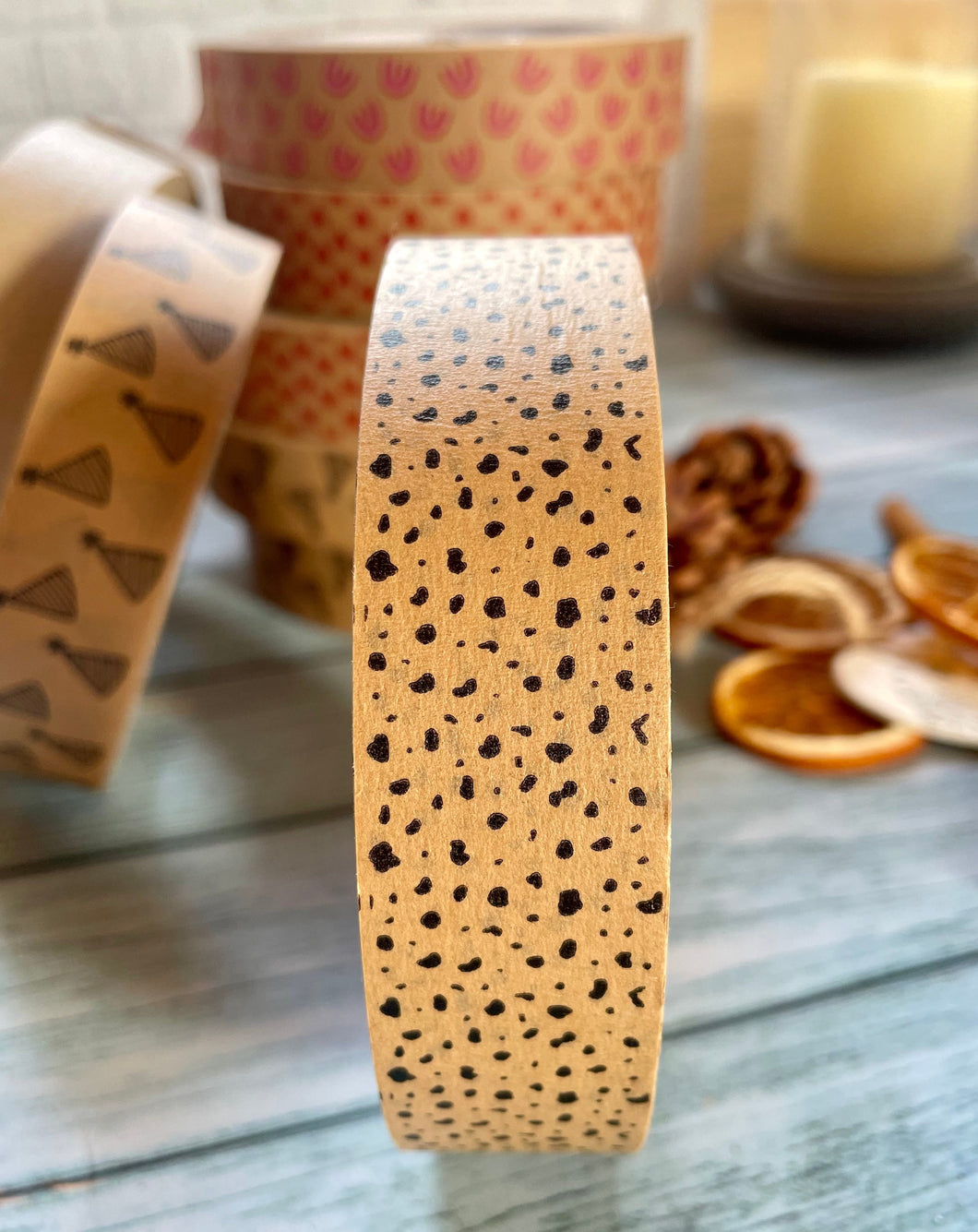 Dalmation Print Eco Friendly Paper Packaging Tape, Compostable, Biodegradable, Curbside Recyclable Kraft Brown Tape  25mm x 50metre roll