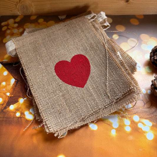 I LOVE YOU natural jute bunting, fabric bunting 2.6 meters,