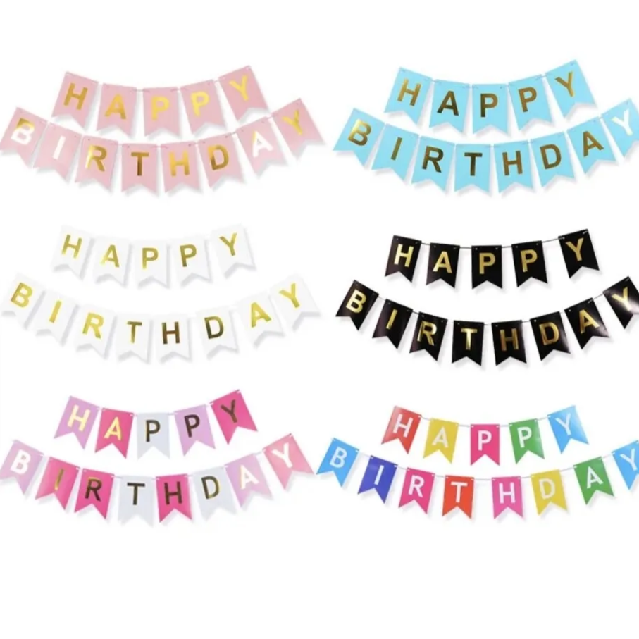 Bundle of 10 Different Coloured Paper Happy Birthday Banners Bunting