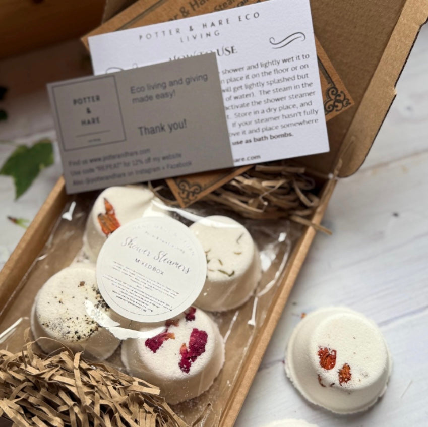 Handmade Aromatherapy Shower Steamers x 4, Refill, Gift Box + Tray Options Available