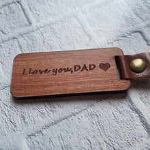 Load image into Gallery viewer, Pear Wood I love you Dad wooden keyring
