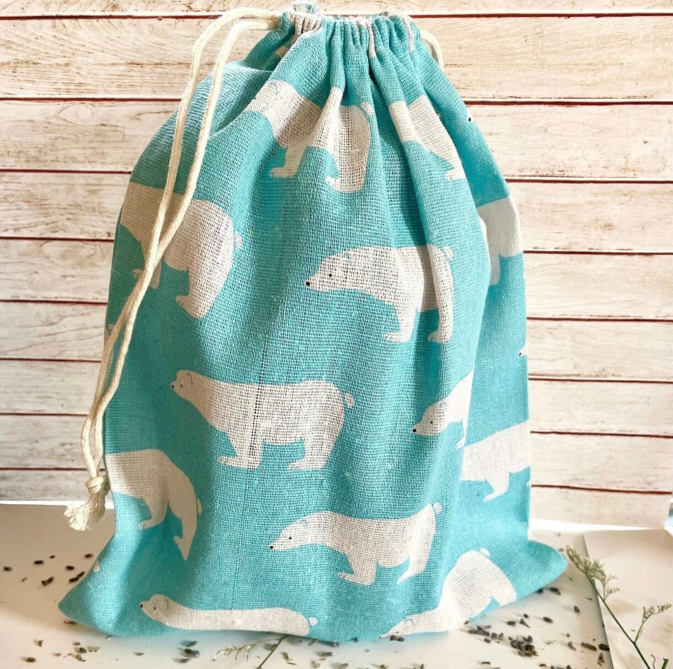 Reusable Gift Bags in Whale, Polar Bear, Floral, Owl and Christmas Designs