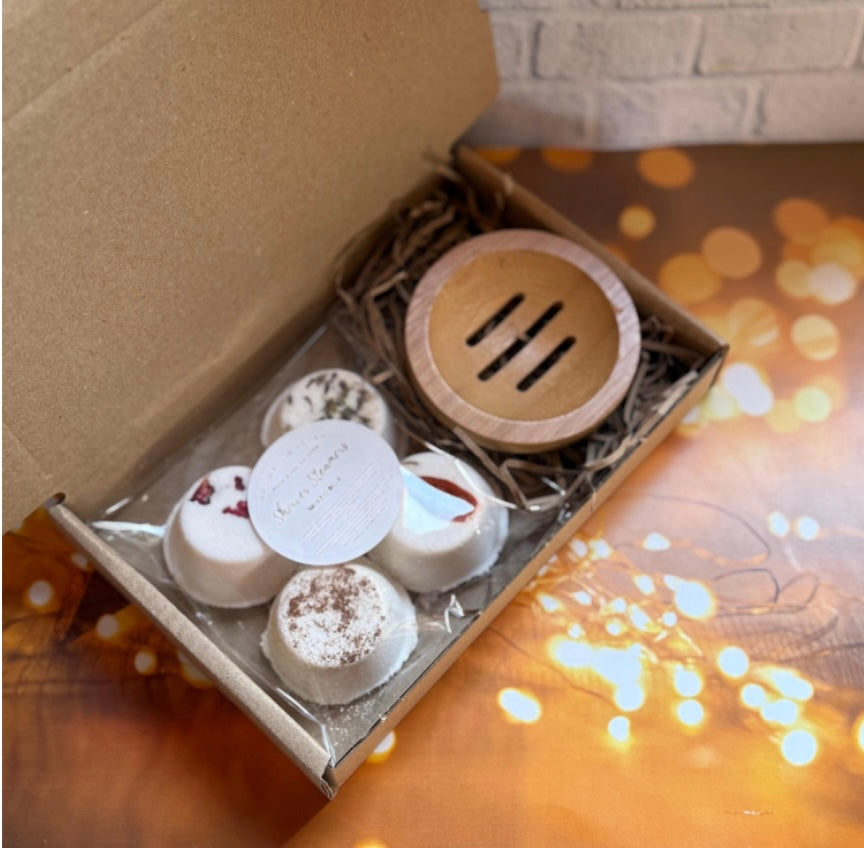 Handmade Aromatherapy Shower Steamers x 4, Refill, Gift Box + Tray Options Available