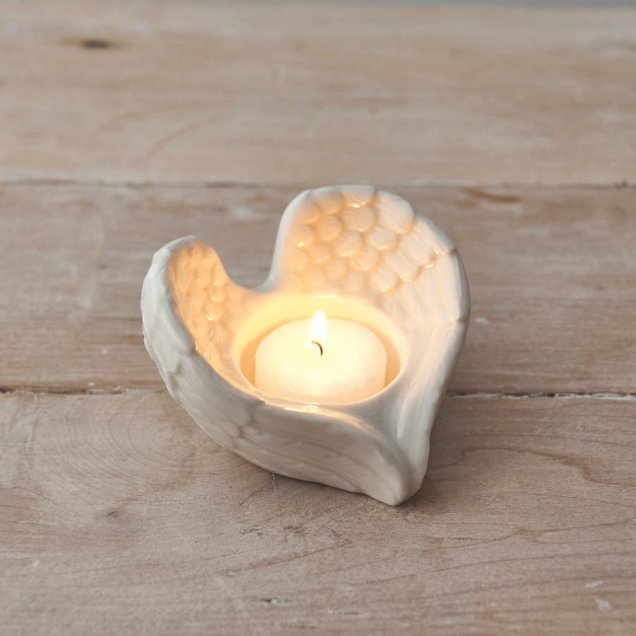 Angel Wing T-light Holder with Flameless Tea Light included, 9cm