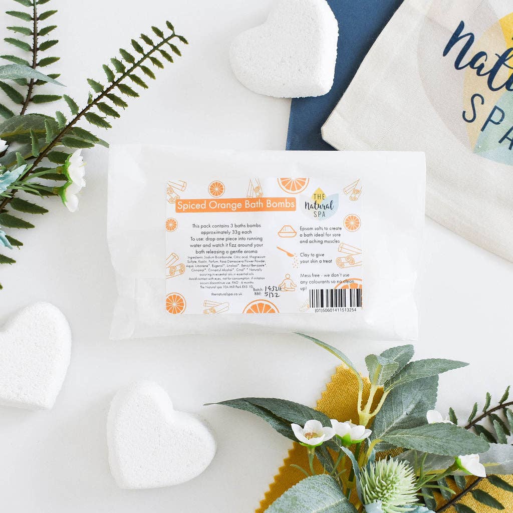 The Natural Spa Cosmetics - Spiced Orange Aromatherapy Bath Bombs | Pack of 3 or 25