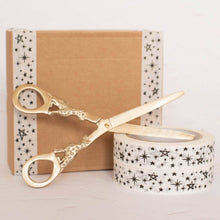 Load image into Gallery viewer, Eco-Friendly Sticky Tape - Recyclable Compostable and Paper Christmas Gift Tape - 50 meter, Fun Christmas Kraft Tape, Eco Packaging Tape - Stars on White Paper Design
