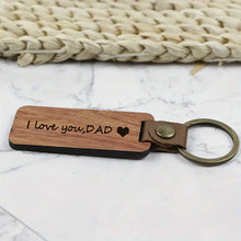 Load image into Gallery viewer, Pear Wood I love you Dad wooden keyring
