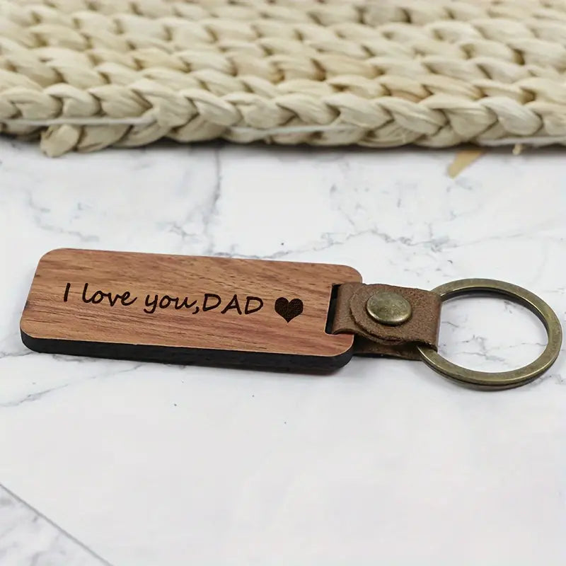 Pear Wood I love you Dad wooden keyring