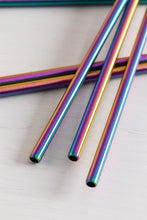 Load image into Gallery viewer, Metal Drinking Straws - Iridescent 4 Pack Straight
