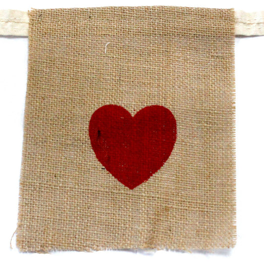 Natural Bunting I LOVE YOU, fabric bunting 2.6 meters,