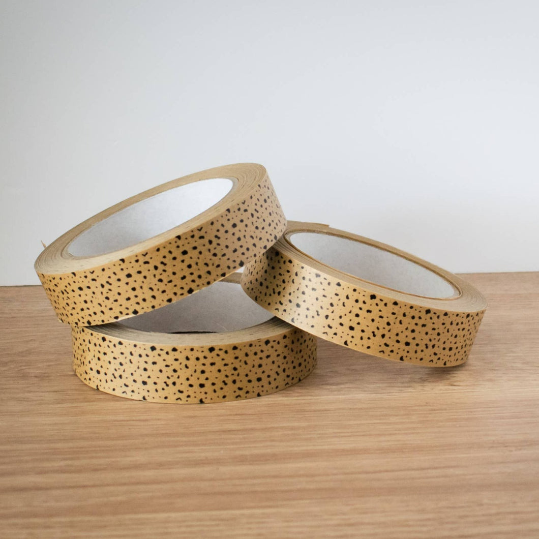 Dalmation Print Eco Friendly Paper Packaging Tape, Compostable, Biodegradable, Curbside Recyclable Kraft Brown Tape  25mm x 50metre roll