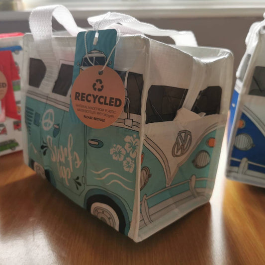 VW Campervan, Fiat 500 and Other Fun Design Lunch Bags made from recycled plastic bottles