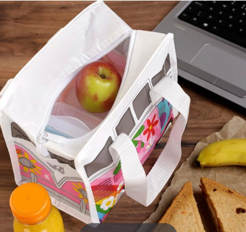 VW Campervan, Fiat 500 and Other Fun Design Lunch Bags made from recycled plastic bottles