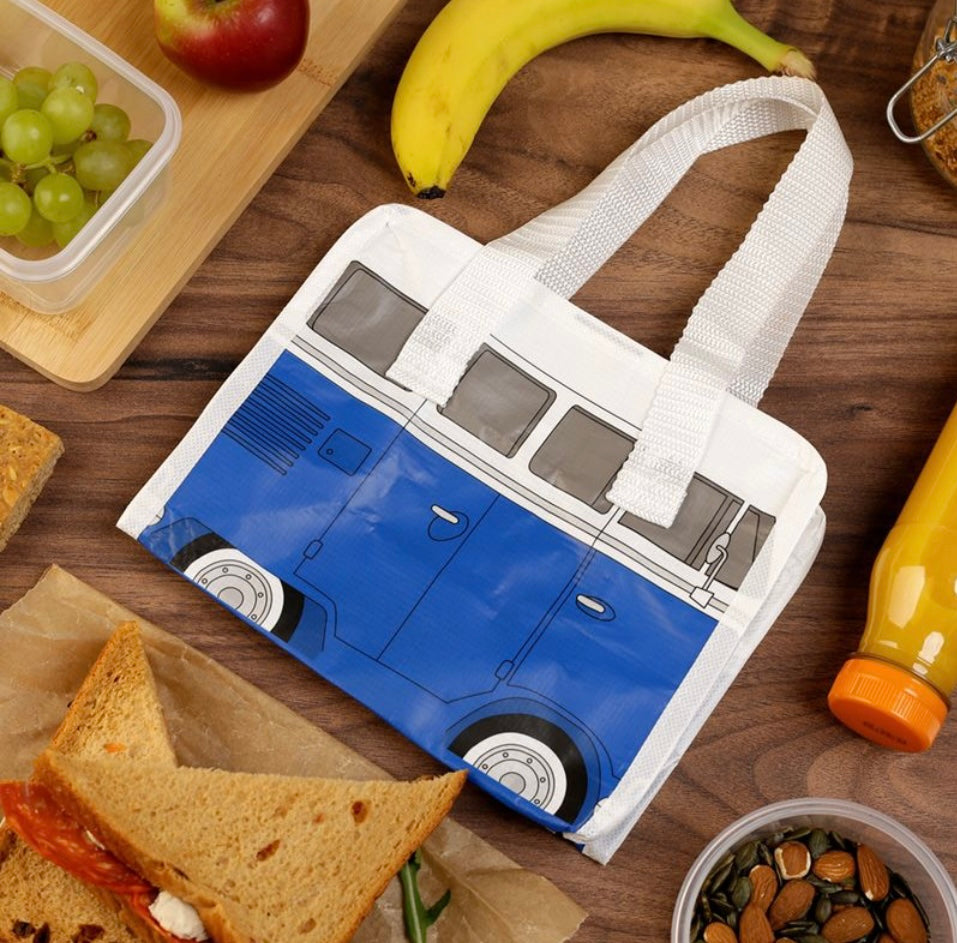 VW Campervan, Fiat 500 and Other Fun Design Lunch Bags made from recycled plastic bottles